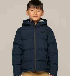 Daunenjacke für Kinder mit Kapuze und Tartan-Futter