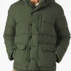 Daunenjacke mit Kapuze und ethnischem Aufdruck