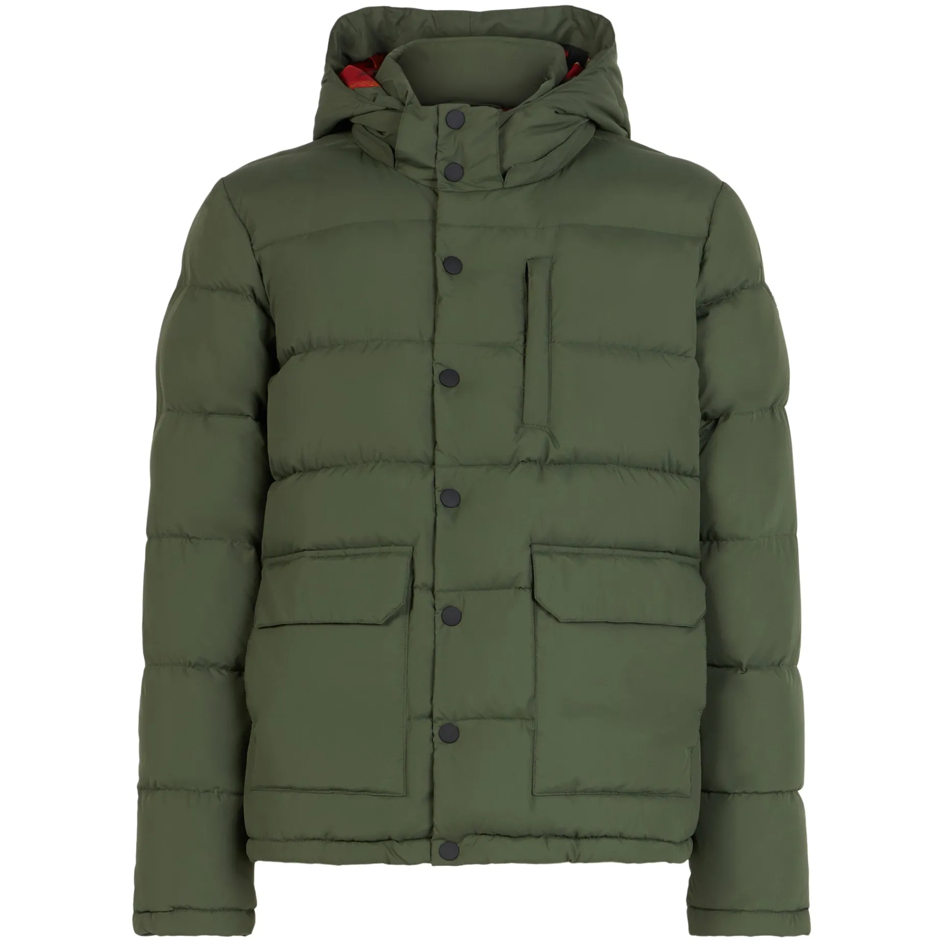 Daunenjacke mit Kapuze und ethnischem Aufdruck