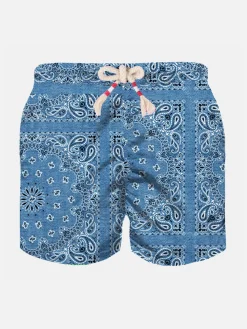 Denim-Badeshorts für Jungen mit Bandana-Print