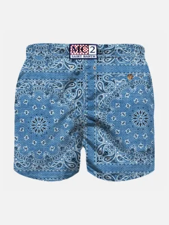 Denim-Badeshorts für Jungen mit Bandana-Print