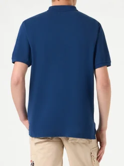 Denim-Piquet-Polo mit St. Barth-Logo mit Vintage-Effekt