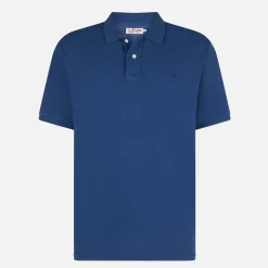 Denim-Piquet-Polo mit St. Barth-Logo mit Vintage-Effekt