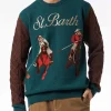 Donegal-Pullover für Herren mit Rundhalsausschnitt und Polo-Jacquard-Print