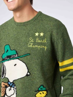 Donegal-Pullover für Herren mit Rundhalsausschnitt und Snoopy-Jacquard-Print | SNOOPY – ©PEANUTS SONDERAUSGABE