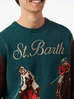 Donegal-Pullover für Herren mit Rundhalsausschnitt und Polo-Jacquard-Print
