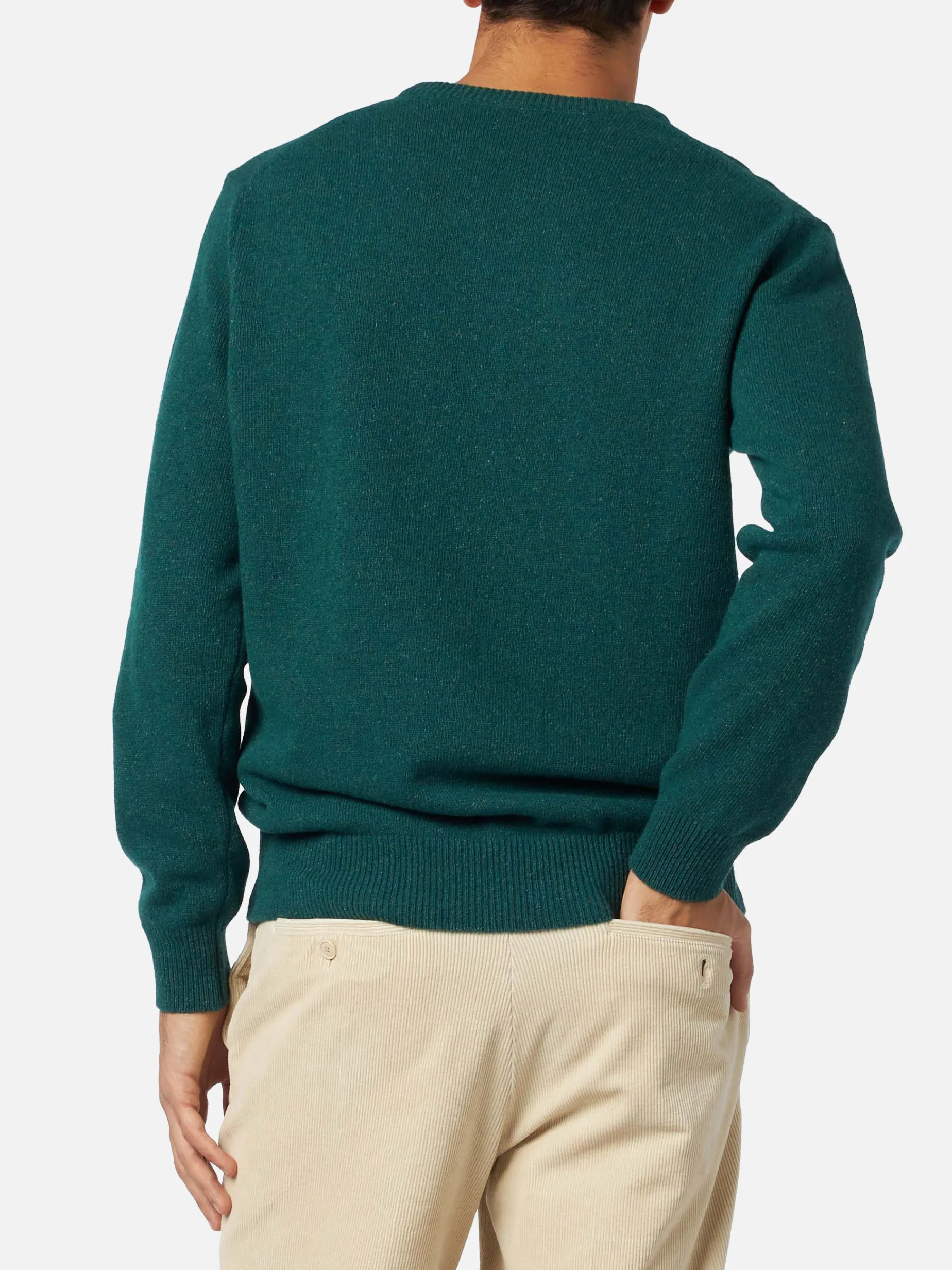 Donegal-Pullover für Herren mit Rundhalsausschnitt und Jacquard-Aufdruck mit Landhund