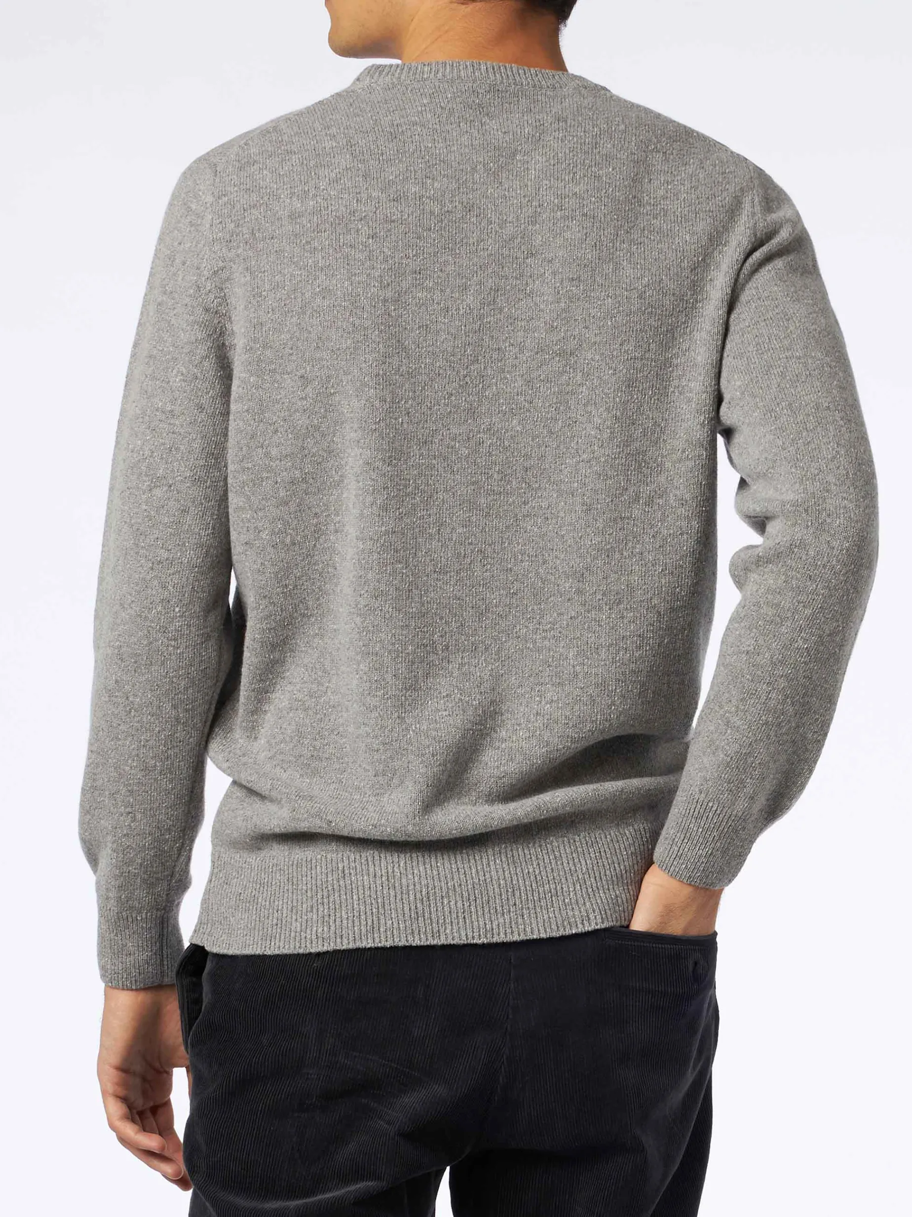Donegal-Pullover für Herren mit Rundhalsausschnitt und Jacquard-Aufdruck mit Landhund