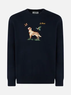 Donegal-Pullover für Herren mit Rundhalsausschnitt und Jacquard-Print mit englischem Zeiger