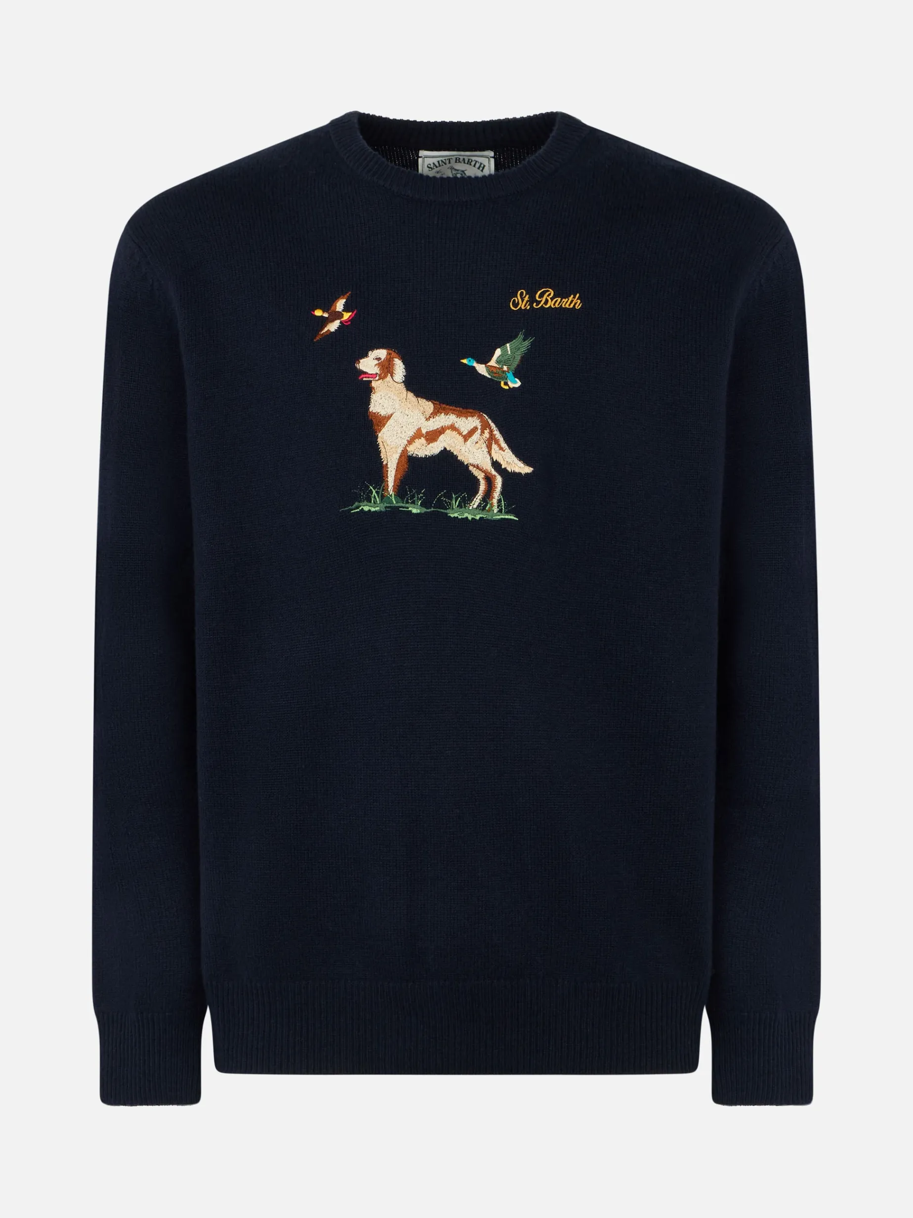 Donegal-Pullover für Herren mit Rundhalsausschnitt und Jacquard-Print mit englischem Zeiger