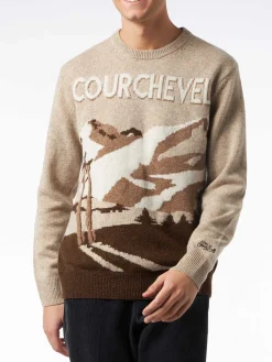 Donegal-Pullover mit Rundhalsausschnitt für Herren, Courchevel-Postkarten-Jacquard-Druck