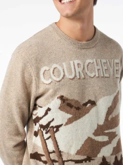 Donegal-Pullover mit Rundhalsausschnitt für Herren, Courchevel-Postkarten-Jacquard-Druck