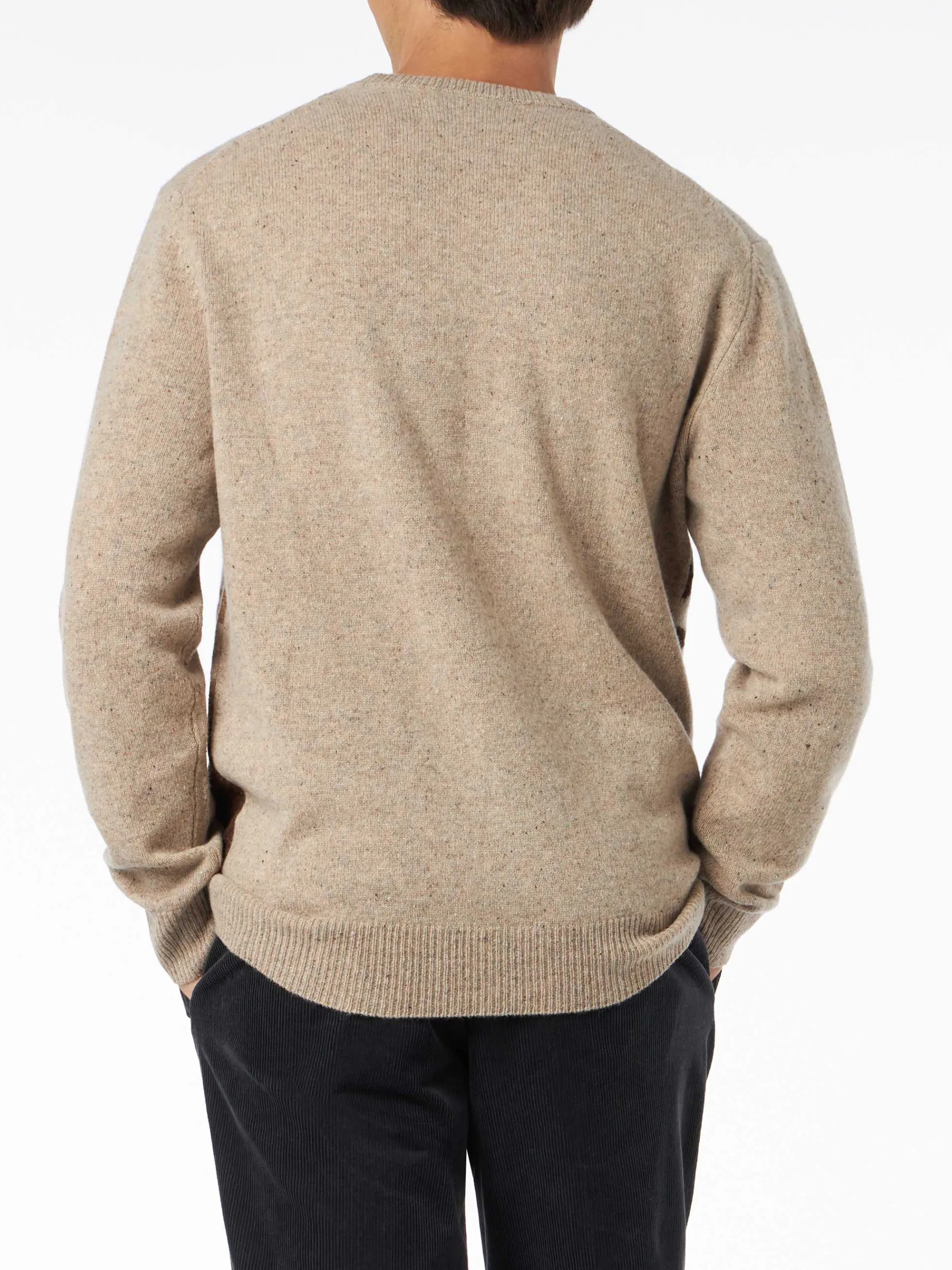 Donegal-Pullover mit Rundhalsausschnitt für Herren, Courchevel-Postkarten-Jacquard-Druck