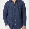 Dunkles Denim-Leinenhemd