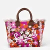 Einkaufstasche aus Baumwollcanvas mit Retro-Blumendruck