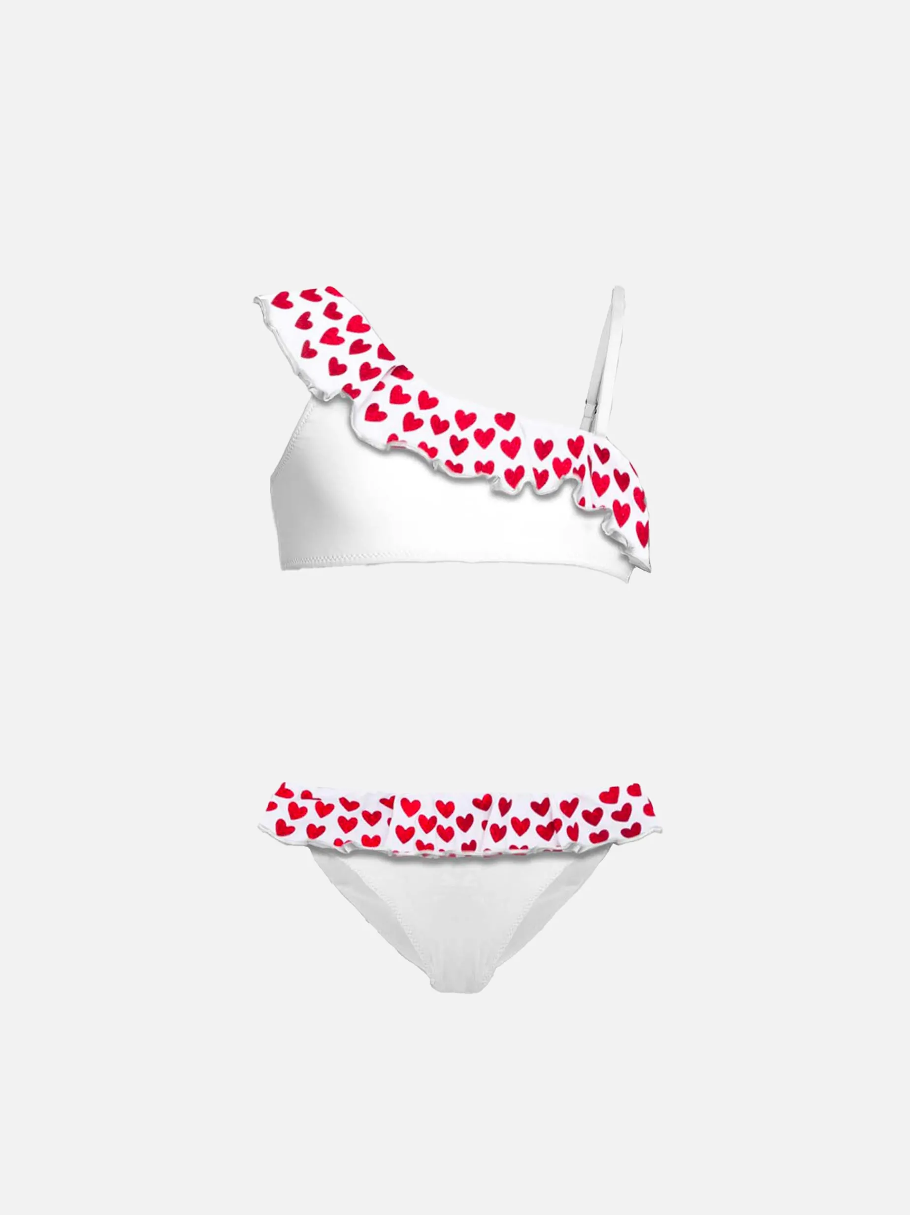 Einschultriger Bikini für Mädchen mit Rüschen