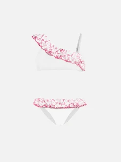 Einschultriger Bikini für Mädchen mit Rüschen