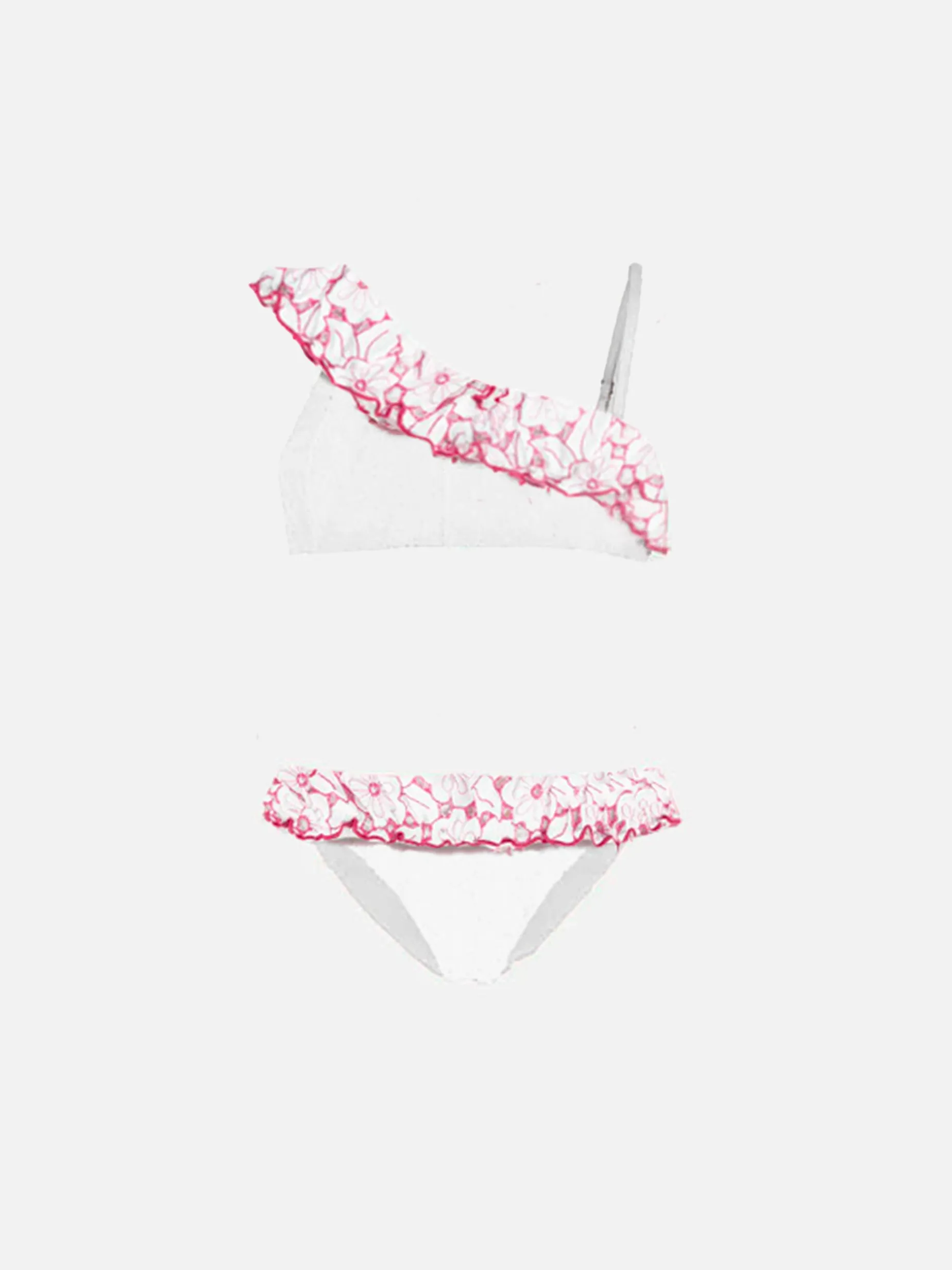 Einschultriger Bikini für Mädchen mit Rüschen