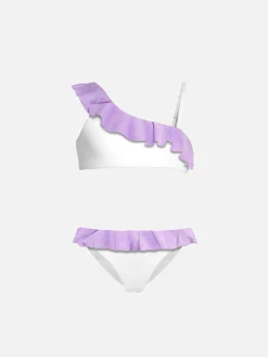 Einschultriger Bikini für Mädchen mit Rüschen
