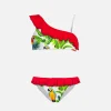 Einschultriger Bikini für Mädchen mit Rüschen