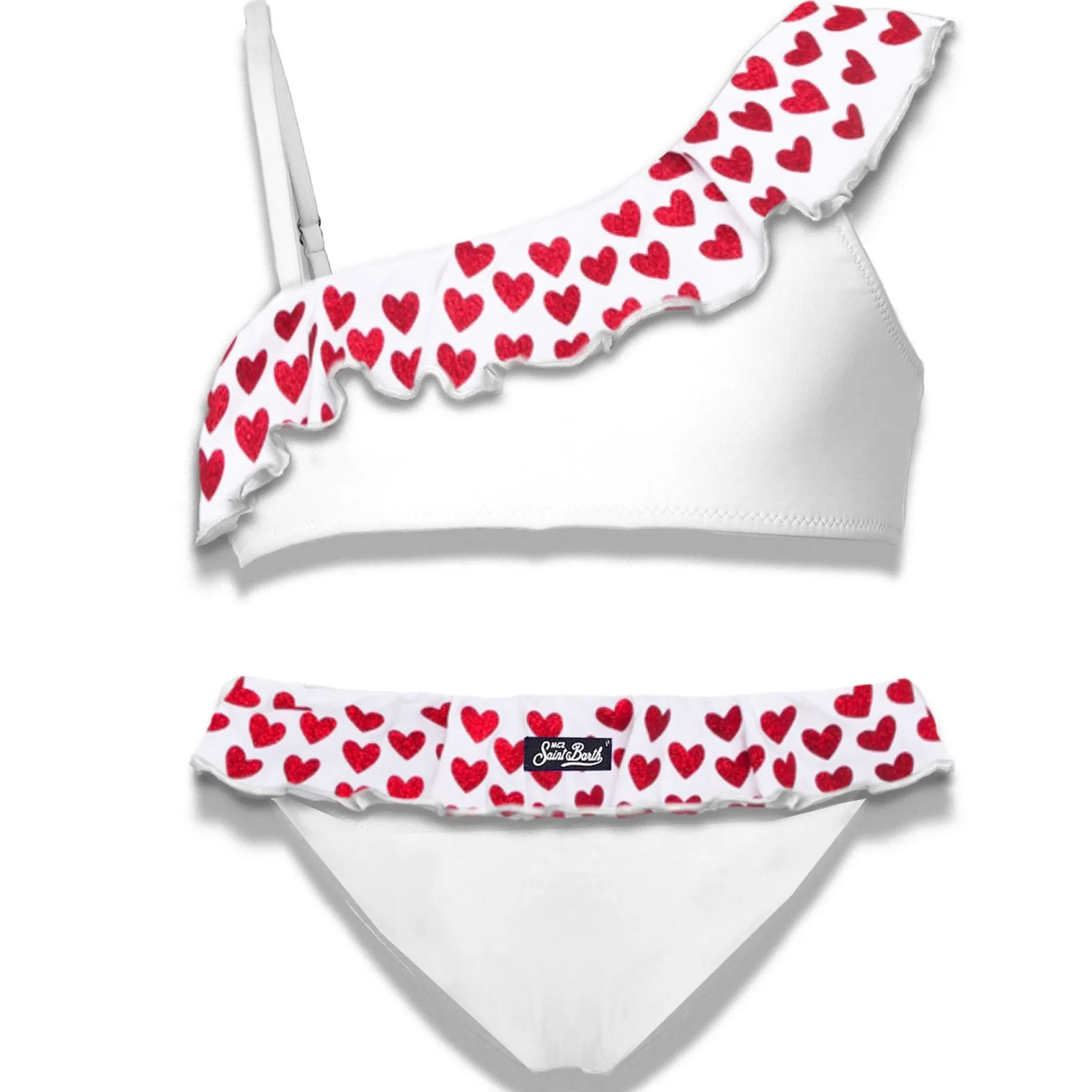 Einschultriger Bikini für Mädchen mit Rüschen