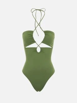 Einteiliger Badeanzug Kinsley mit Cut-outs in Militärgrün