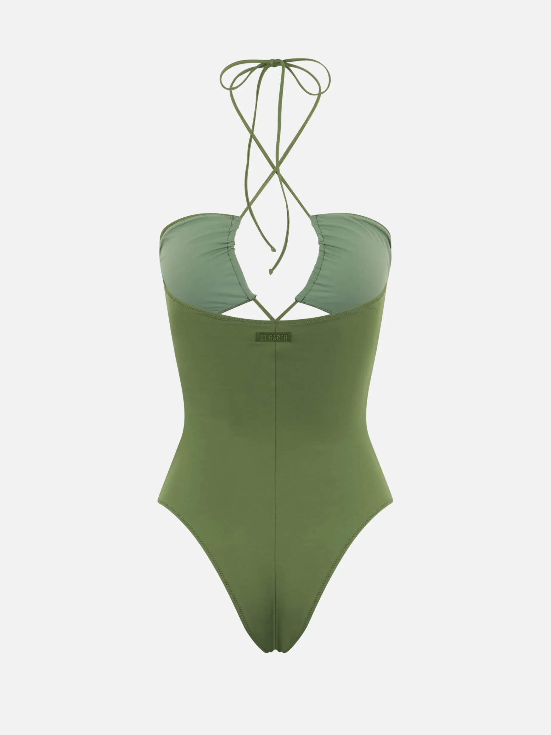 Einteiliger Badeanzug Kinsley mit Cut-outs in Militärgrün
