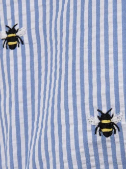 Einteiliger Badeanzug Tilda aus Seersucker-Baumwolle für Mädchen mit gerüschten Trägern
