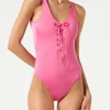 Einteiliger Damen-Badeanzug in Rosa