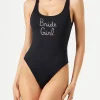 Einteiliger Damen-Badeanzug mit Bride Girl-Strassstickerei