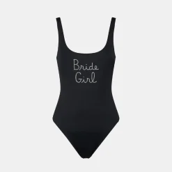 Einteiliger Damen-Badeanzug mit Bride Girl-Strassstickerei