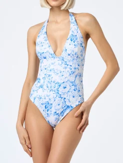 Einteiliger Marylin-Badeanzug für Damen mit Blumenmuster