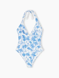 Einteiliger Marylin-Badeanzug für Damen mit Toile de Jouy-Druck