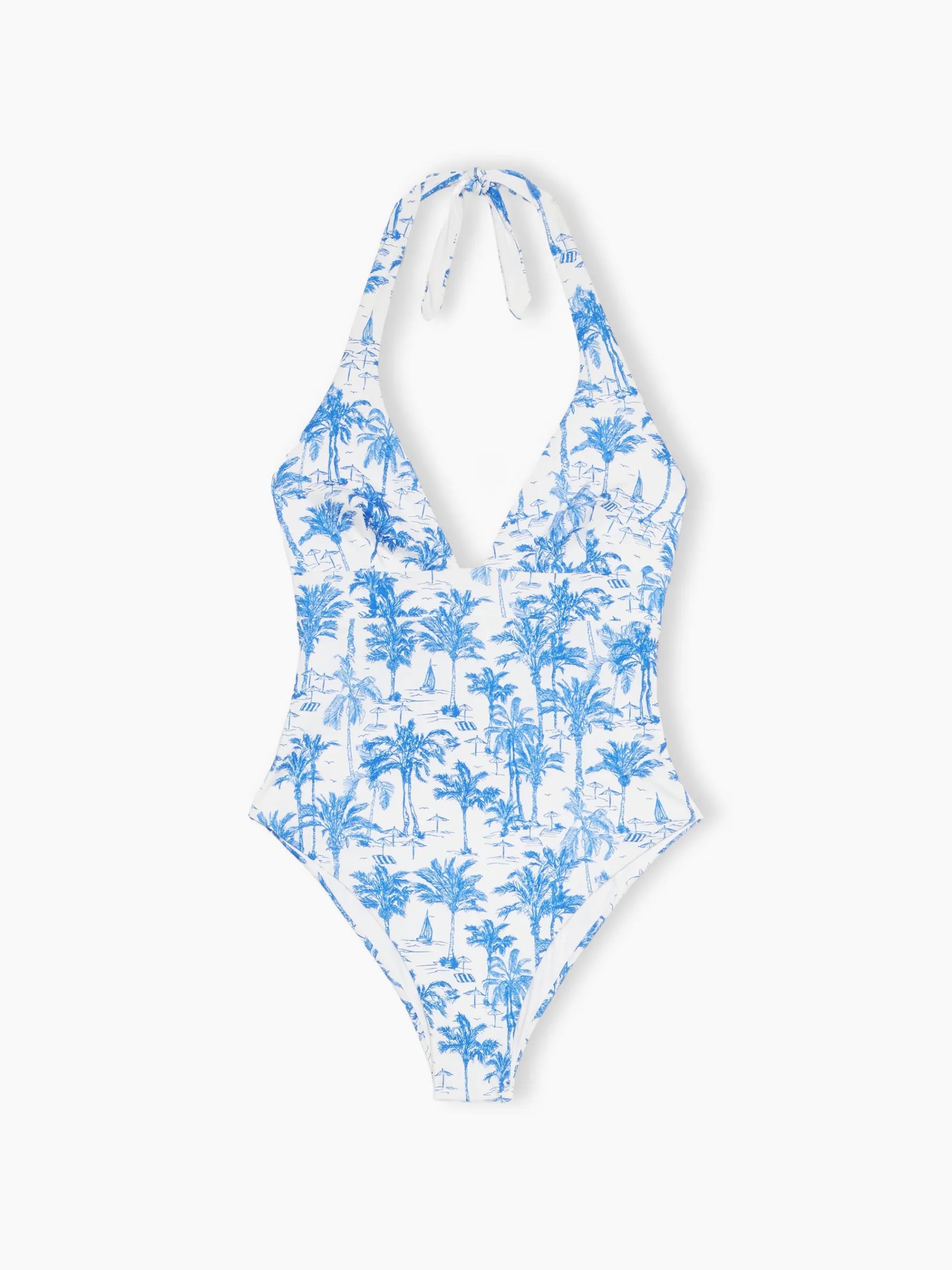Einteiliger Marylin-Badeanzug für Damen mit Toile de Jouy-Druck