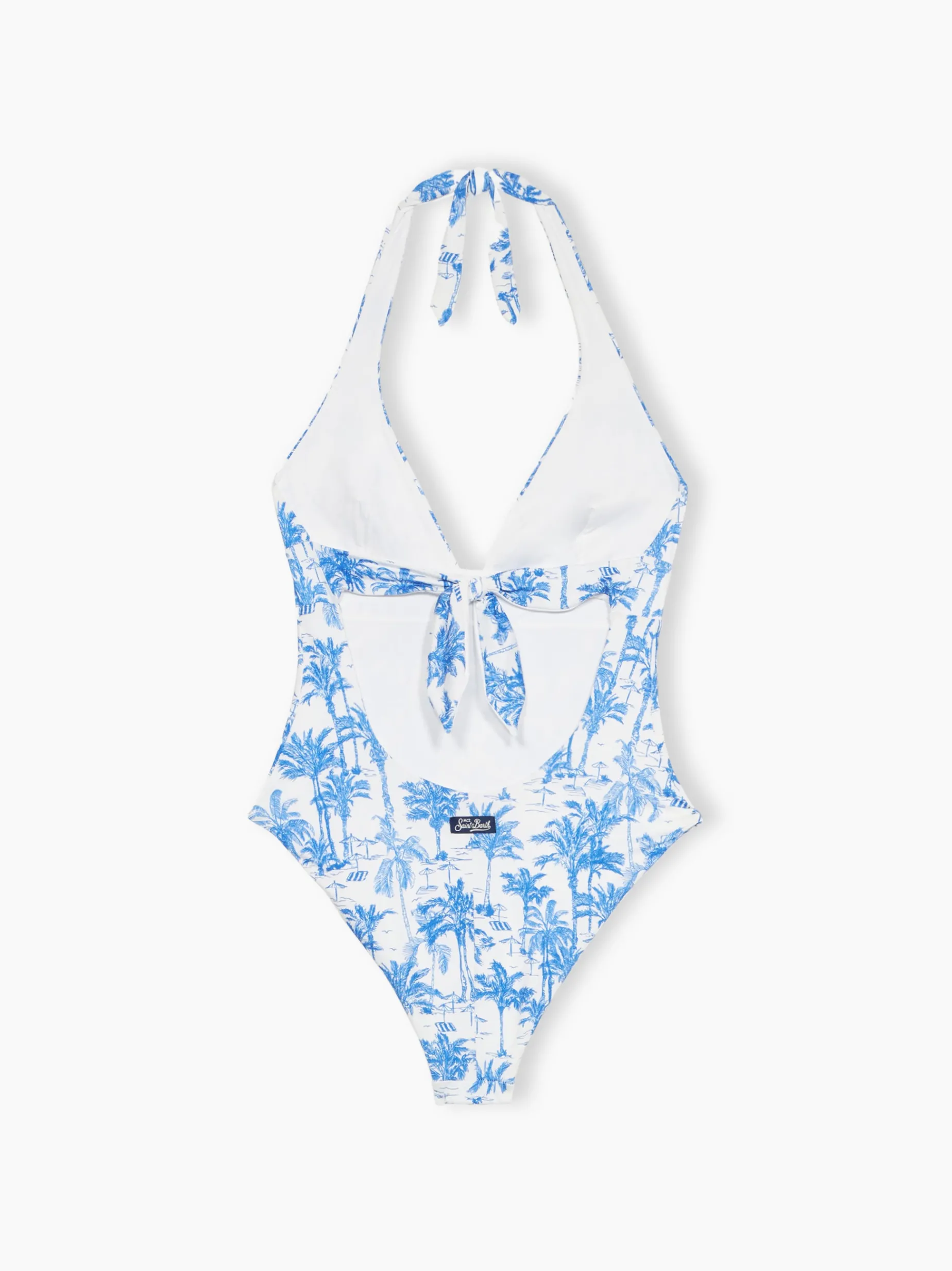 Einteiliger Marylin-Badeanzug für Damen mit Toile de Jouy-Druck