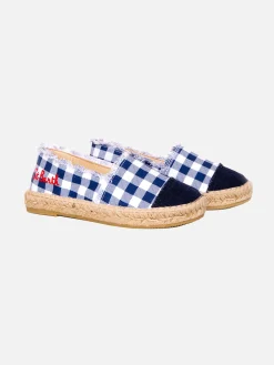 Espadrillas aus Canvas mit Gingham-Print und Stickerei