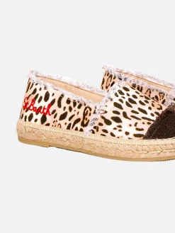 Espadrillas aus Canvas mit Animalier-Print und Stickerei