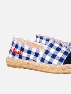 Espadrillas aus Canvas mit Gingham-Print und Stickerei