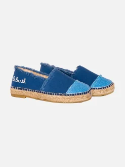 Espadrillas aus Denim-Canvas mit Stickerei