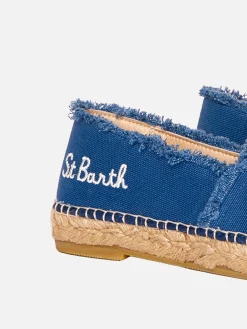 Espadrillas aus Denim-Canvas mit Stickerei