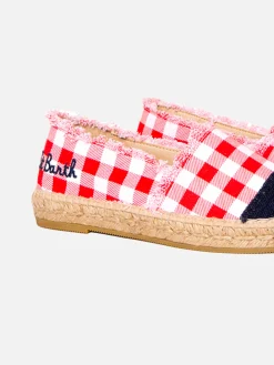 Espadrillas aus Gingham-Canvas mit Stickerei
