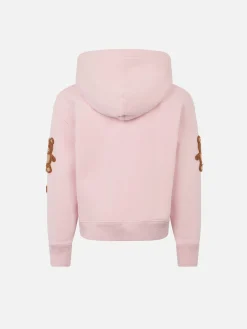 Fleece-Kapuzenpullover für Mädchen mit aufgestickten Teddybären