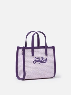 Fliederfarbene Mini-Vivian-Strohhandtasche
