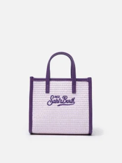 Fliederfarbene Mini-Vivian-Strohhandtasche