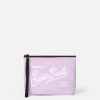 Fliederfarbene Puffer-Pochette Aline mit Logo-Stickerei