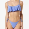 Fliederfarbener Damen-Bralette-Bikini mit Volant