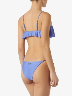 Fliederfarbener Damen-Bralette-Bikini mit Volant