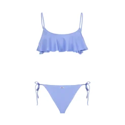 Fliederfarbener Damen-Bralette-Bikini mit Volant