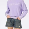 Fliederfarbenes Stardust-Sweatshirt für Damen aus Frottee-Baumwolle