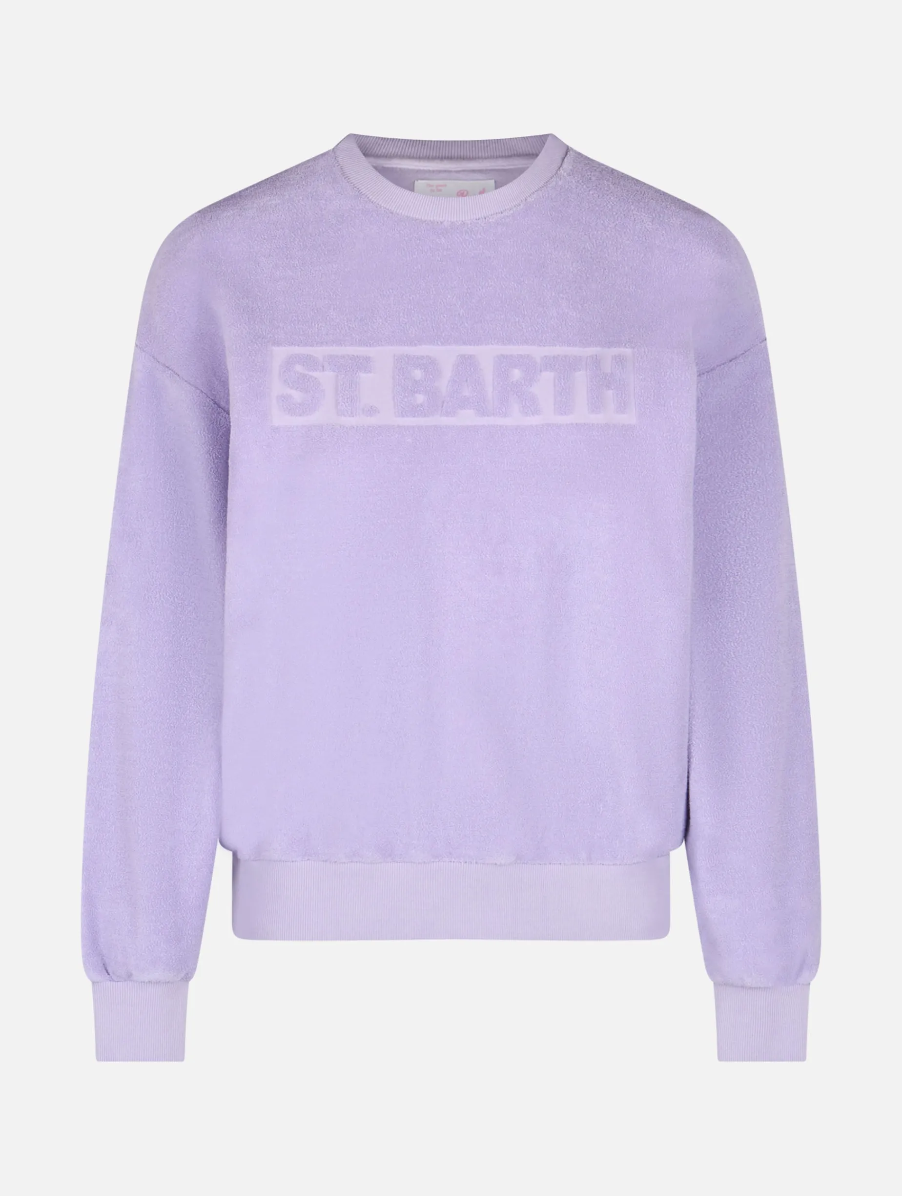 Fliederfarbenes Stardust-Sweatshirt für Damen aus Frottee-Baumwolle